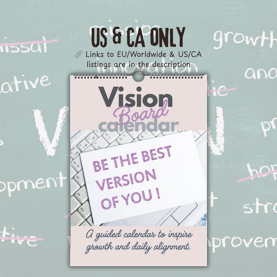 US & CA Vision Board Wall Calendar 2026, Goal Planner, Manifestation ...