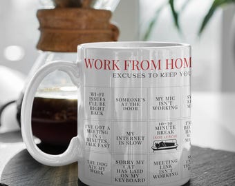 11oz Ceramic Mug,work from home,remote worker,conference call,home office,funny novelty gift,work bingo,WFH gift,coworker gift