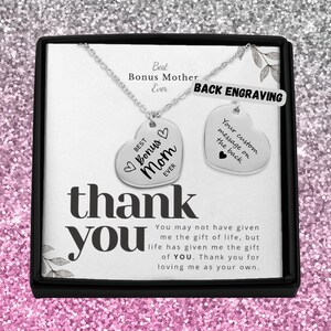 Gepersonaliseerde hartketting, bonusmoeder, stiefmoederketting, stiefmoeder verjaardagscadeau, moederdagcadeau, stiefmoederketting, mamaketting, aangepast cadeau