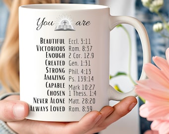 Taza de cerámica de 325 ml (11 oz) con diseño de fe, regalo cristiano, taza de café inspiradora con versículo bíblico, regalo religioso con cita alentadora.