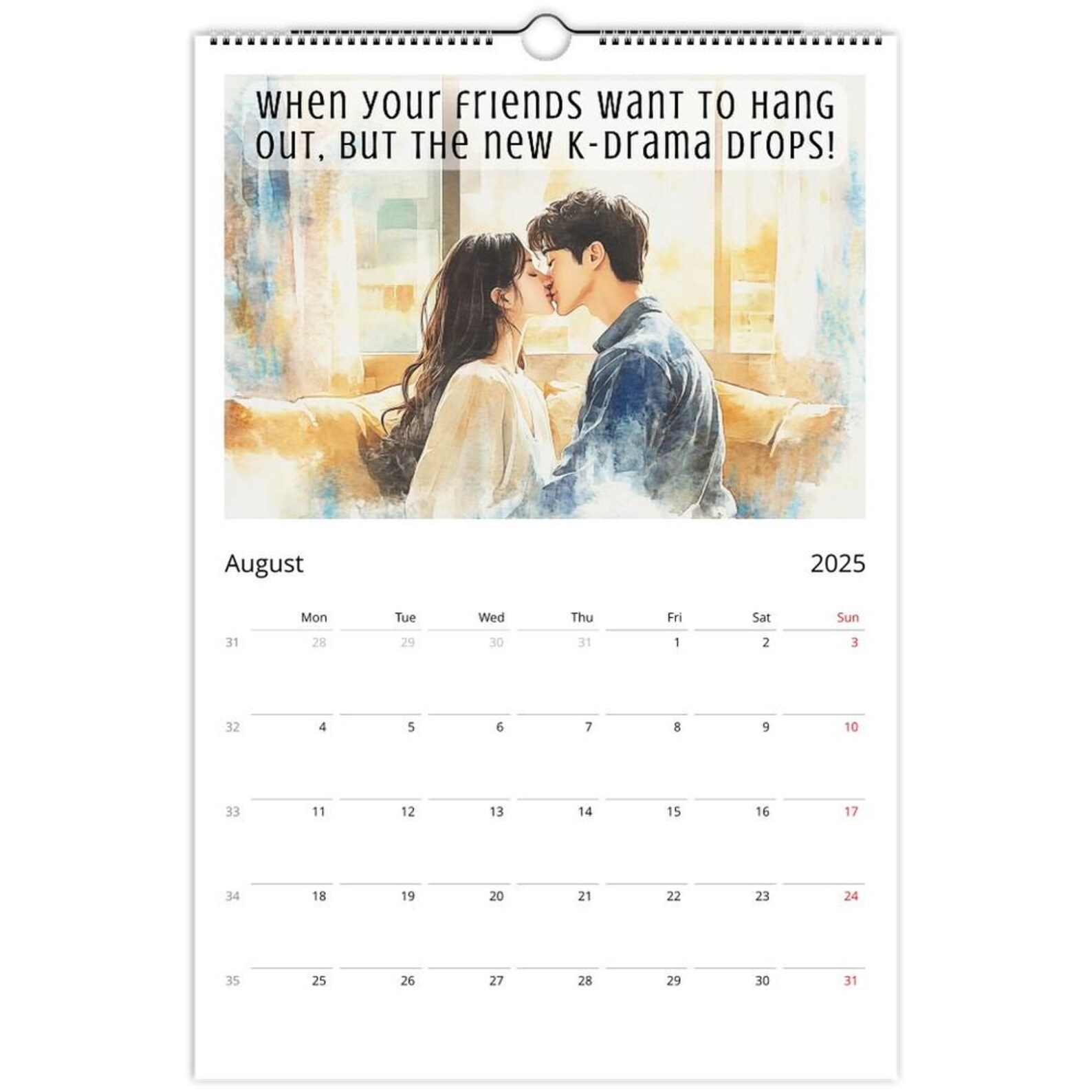 Kdrama Wall Calendars 2025 US & Ca,kdrama Calendar,kdrama Fan Gift,kpop