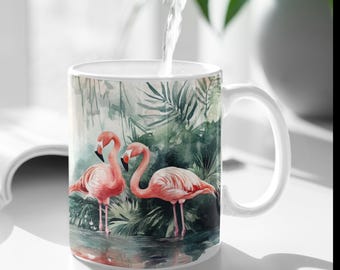 11oz Ceramic Mug,flamingo gifts,flamingo pattern,flamingo gift,flamingo mug,Flamingo Coffee Mug,Flamingo Gift,nature inspired,nature cup