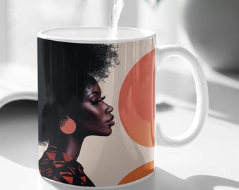11oz Ceramic Mug,Self Care Mug,geometric shapes,pattern mug,black woman,afro mug,black girl magic,black history,afro art,afrocentric decor