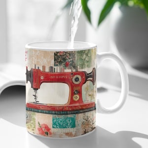 11oz Ceramic Mug,sewing machine,sewing mug,sewing pattern,gifts for sewing,Seamstresses gift,sewing lovers,needlework gift,Craft Enthusiasts