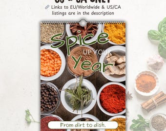 US & CA Spice Year wall calendar 2026, herbal wall calendar, gardening calendar, spice plant guide, herbal gift, garden lover gift