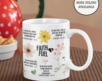 faith mug,faith bible verse,flower gift,scripture mug,bible quote,wraparound mug,religious mug,religious gift,11oz Ceramic Mug