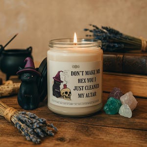Witchy Scented Soy Candle,Halloween decor,spiritual gifts,altar candles,self-care,black cat gift,Spiritual Pagan Gift,halloween gift