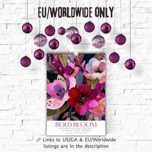 EU-Rest of Word,abstract flower Wall calendar 2026,Floral Wall Calendar,Colourful Flower Art,Botanical Wall Decor,abstract flower wall art