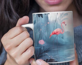 11oz Ceramic Mug,flamingo gifts,flamingo pattern,flamingo gift,flamingo mug,Flamingo Coffee Mug,Flamingo Gift,nature inspired,nature cup