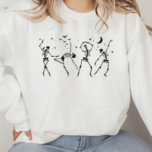 Crewneck, Skeletons Dancing, Spooky Season, Funny Skeletons, Oversized Skeleton Sweatshirt, Women Gift, Halloween