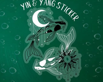 Yin Yang Koi Fish Sticker: Glossy Vinyl Decal