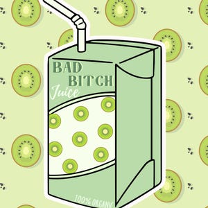 Bad Bitch Juice ステッカー、面白いステッカー、親友へのギフトのアイデア、耐水性ステッカー、ジュース ボックス、トレンディなステッカー