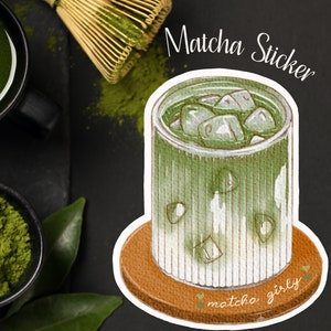 Matcha Sticker, I love you so matcha, Funny Sayings, Water Resistant Sticker, Kindle Sticker, Iced Matcha Girly