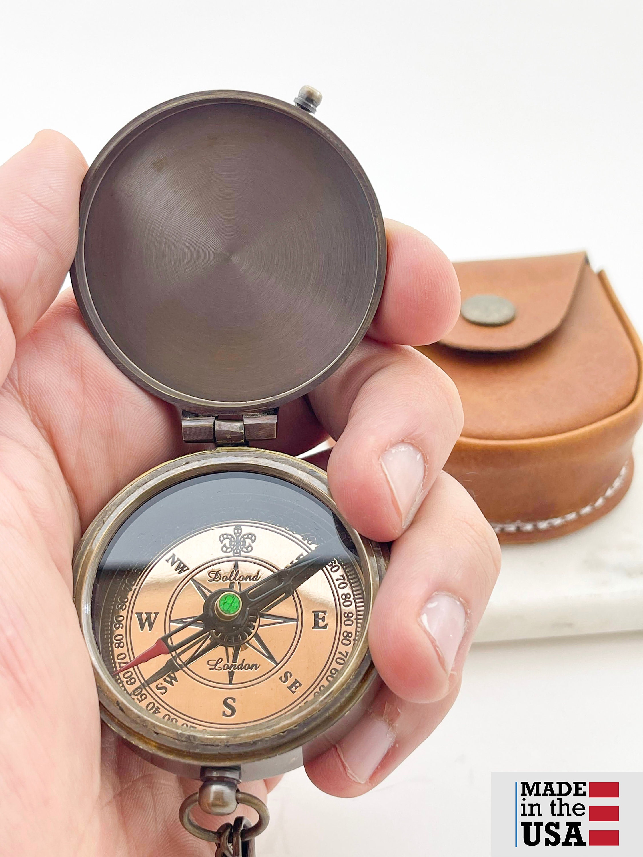 Custom Engraved Initial Compass, Personalized Name Compass Functional