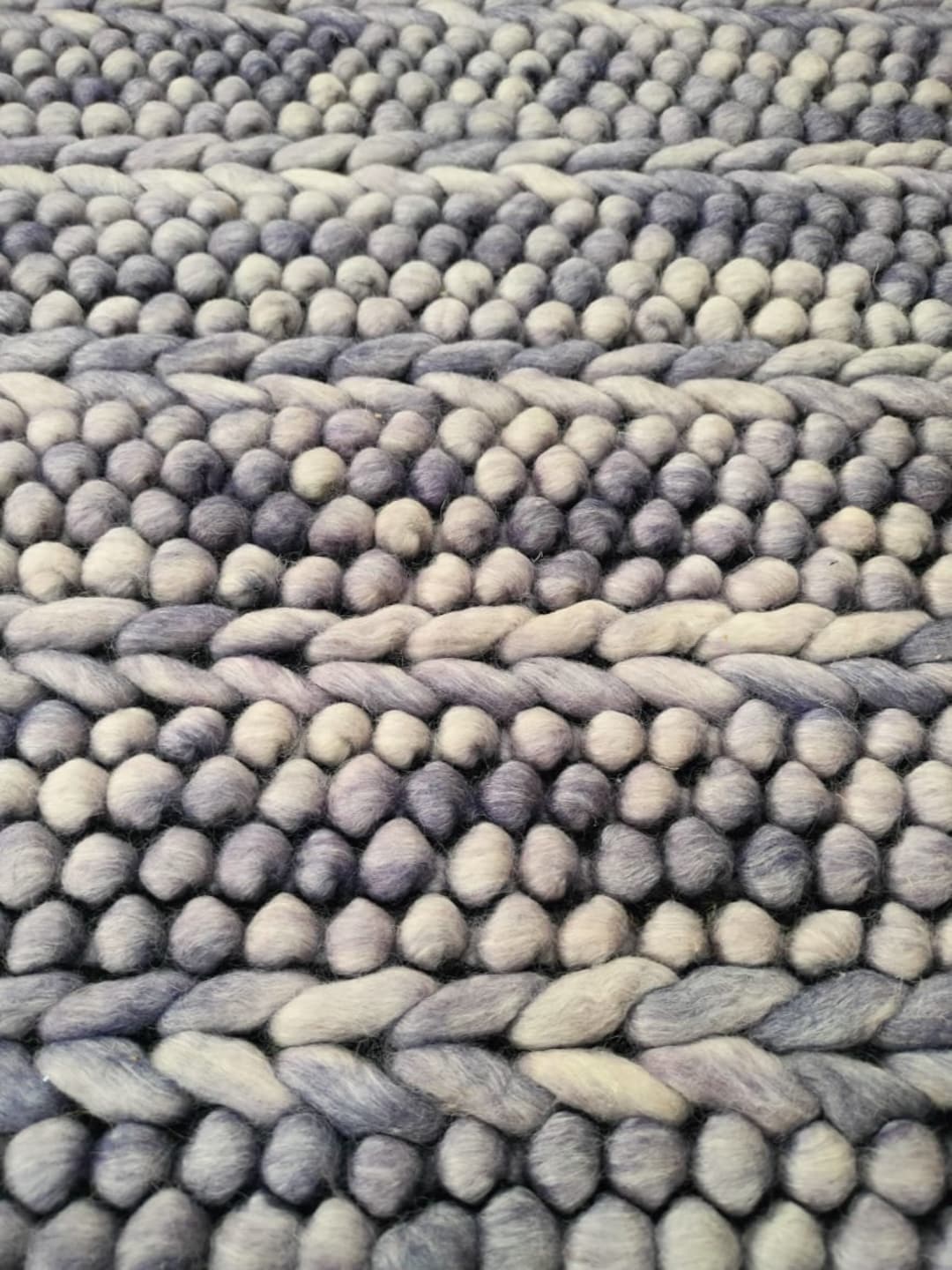Hand Woven Grey Chunky Wool Rug 100 Pure Wool Area Rug for Living Room or Bedroom Etsy