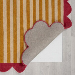 Hand Tufted Modern Milo Scallop Yellow Striped Wool Rug - Etsy