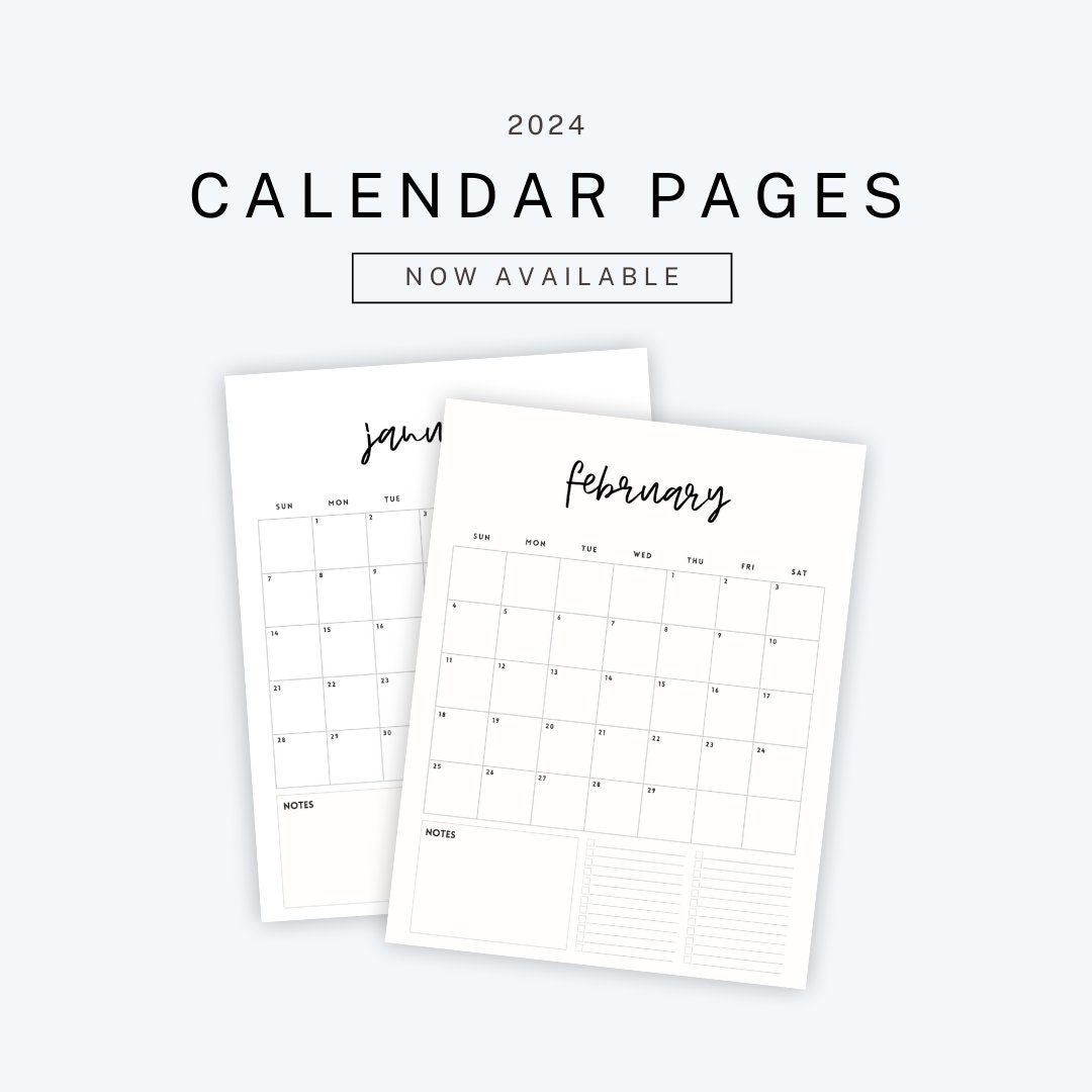 2024 Printable Calendar Minimalist Wall Calendar Blank Etsy