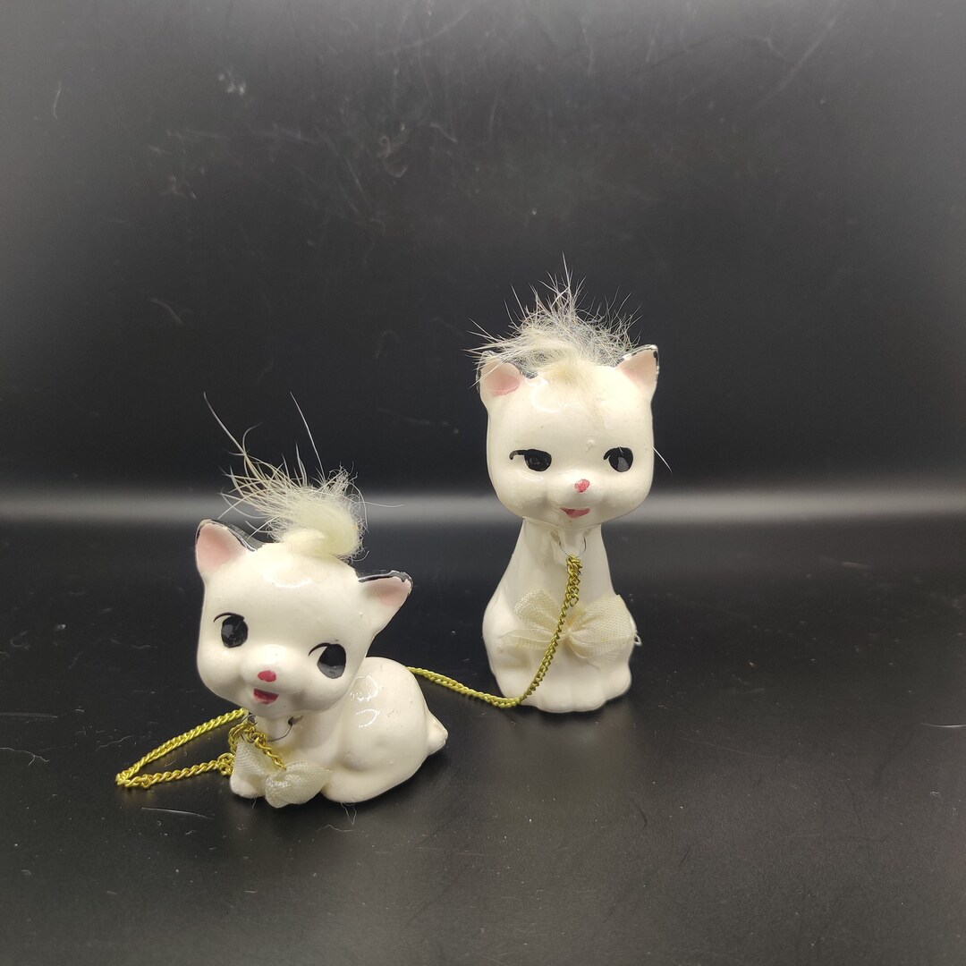 Vintage Kitsch Kitten Cat Figurines on Chain MCM 1950s Japan Etsy