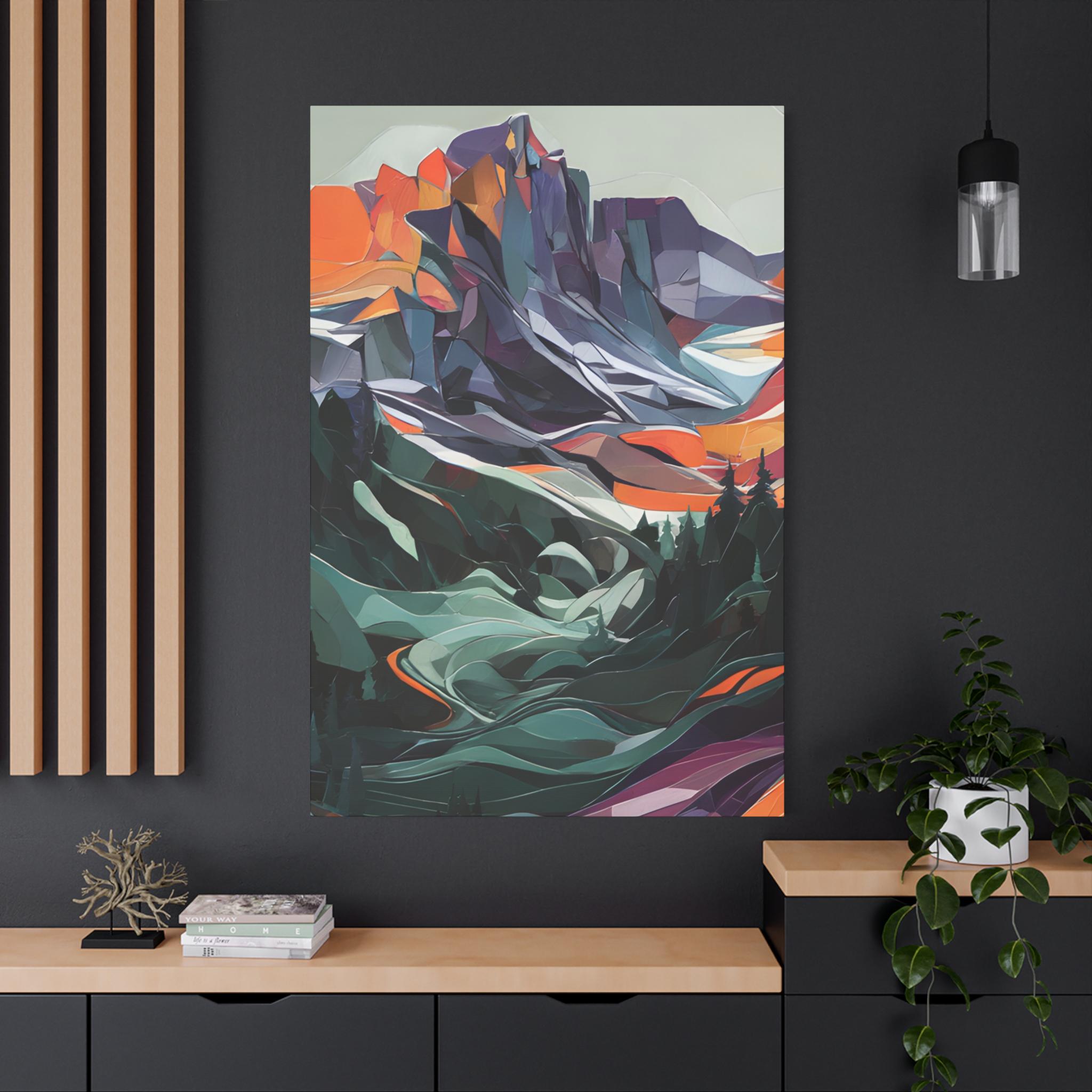 Alpine Glow Abstract Landscape Art Mountain Decor Colorful Wall