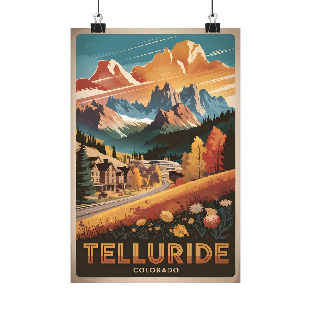 Telluride Colorado Vintage Travel Poster Art Print Mountain Decor Wall ...