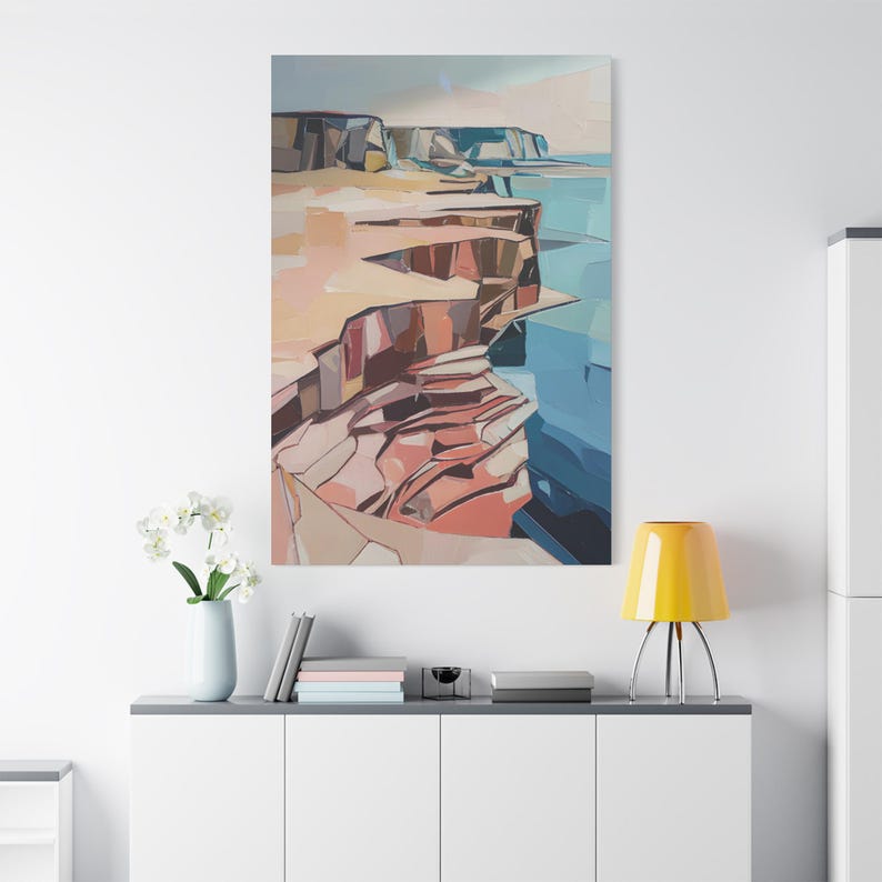 Cliffside Layers Abstract Art Print Coastal Wall Decor Modern Landscape ...