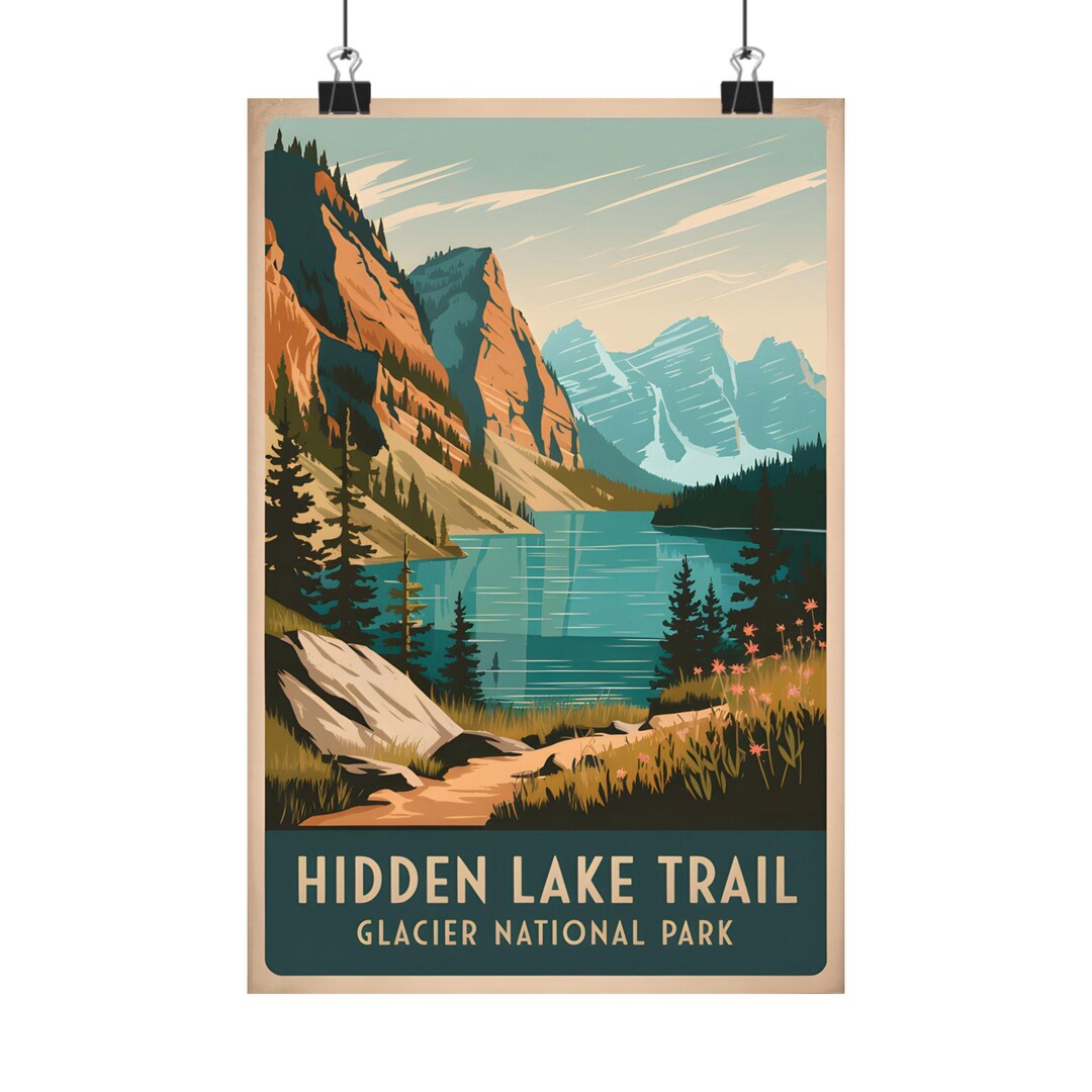 Hidden Lake Trail Glacier National Park Montana Vintage Travel Poster ...