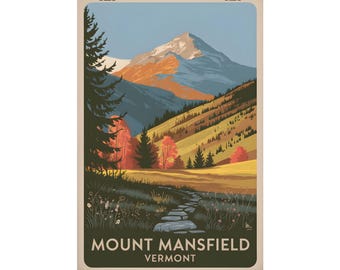 Póster de paisaje antiguo del Monte Mansfield, Vermont
