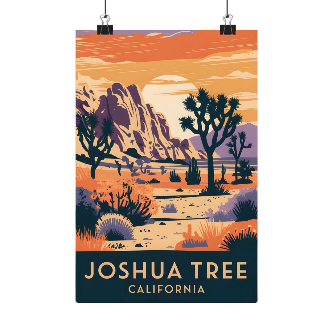 Joshua Tree Art Print California Desert Landscape Vintage Wall Decor ...