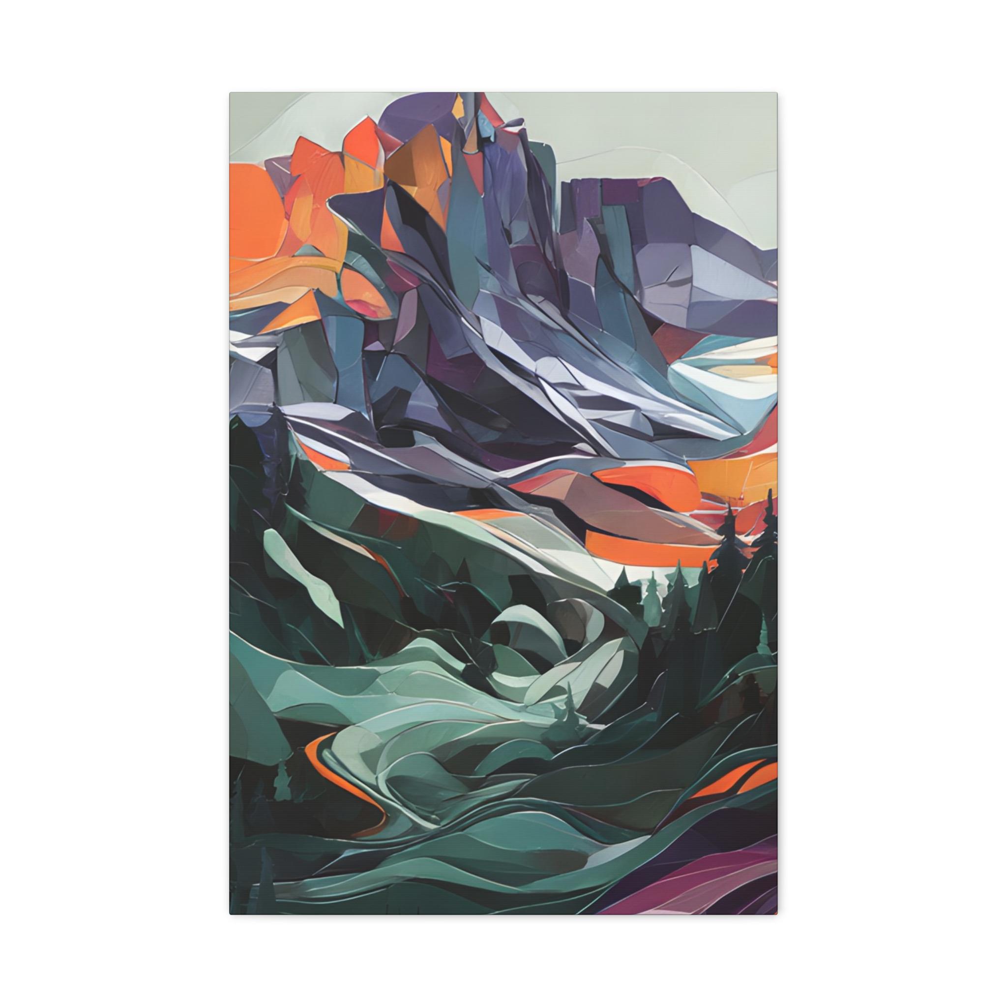 Alpine Glow Abstract Landscape Art Mountain Decor Colorful Wall