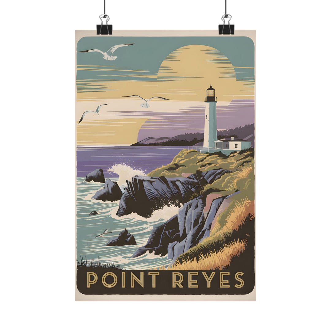 Point Reyes Poster Point Reyes Lighthouse Print Vintage Coastal Art Scenic Wall Decor ...