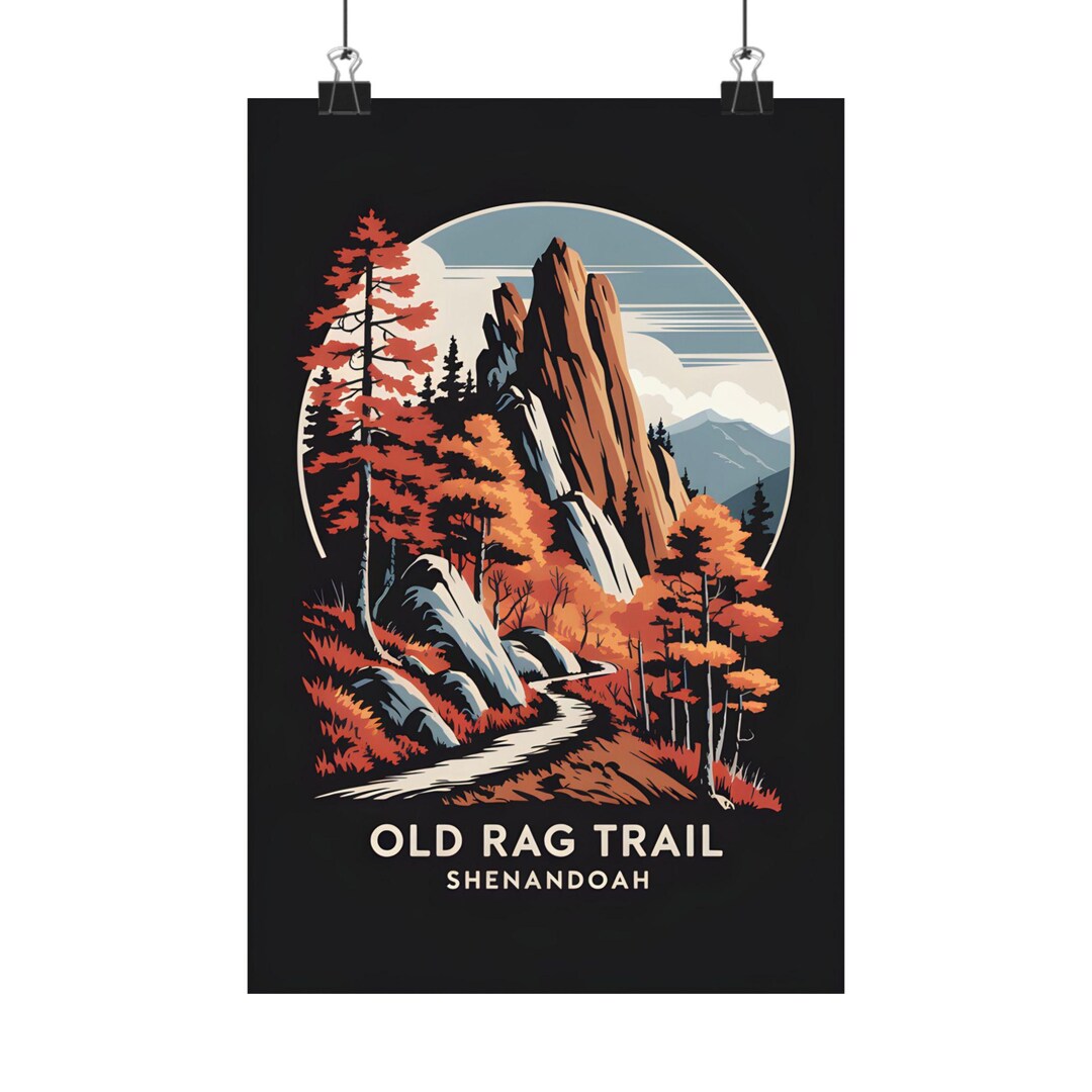 Old Rag Trail Shenandoah National Park Vintage Hiking Art Print Outdoor ...