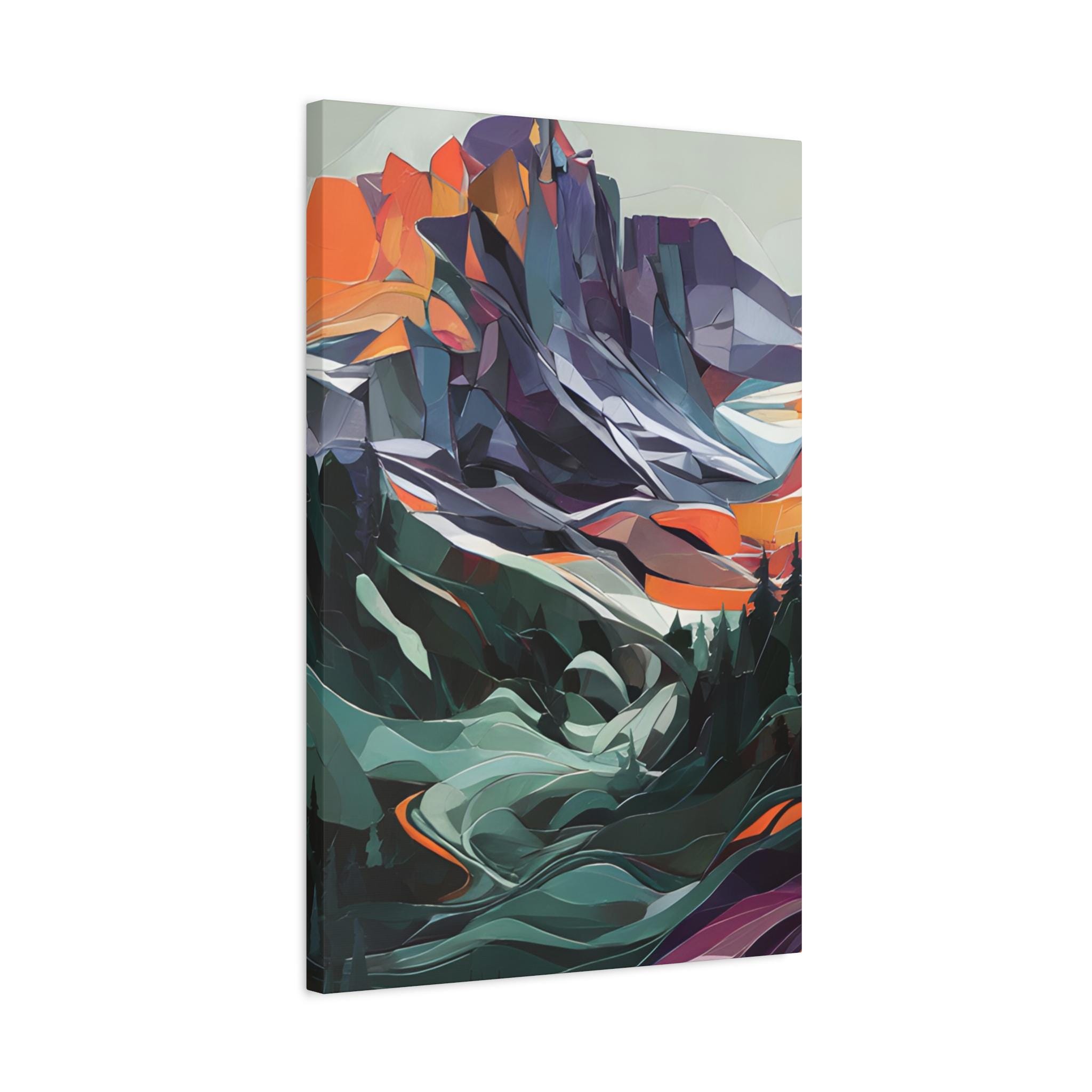 Alpine Glow Abstract Landscape Art Mountain Decor Colorful Wall