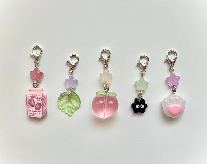 Cute Simple Keychains Phone Charms, Polymer Clay Soot Sprite, Peach