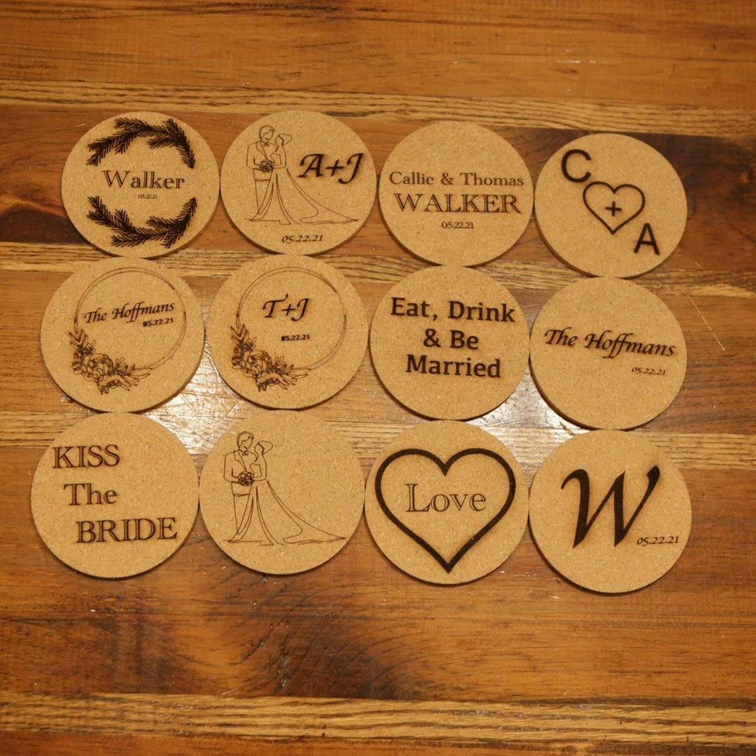Personalized Wedding Coasters Custom Cork Coaster Bulk Set Coasters