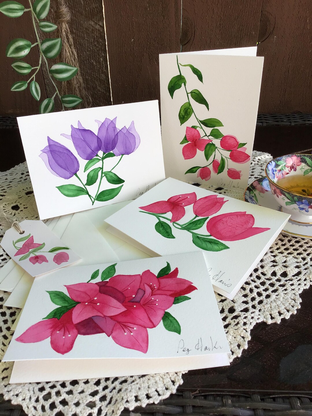 Handmade Watercolor Floral Note Cards, Botanical Art Greeting Cards ...