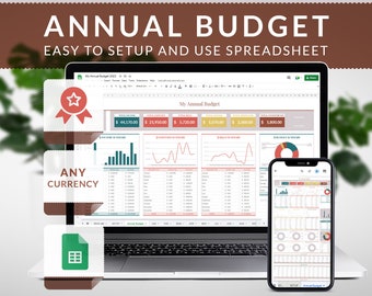 Jahresbudgetplaner, Budgetvorlage, Google Sheets Budget, Jahresbudgettabelle, Budget-Dashboard, Jahresbudget, Budget Tracker