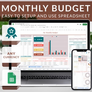 Monthly Budget Template for Google Sheets, Budget Planner, Monthly Planner, Google Sheets Monthly Budget, Simple Budget, Budget Template,