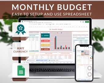 Monthly Budget Template for Google Sheets, Budget Planner, Monthly Planner, Google Sheets Monthly Budget, Simple Budget, Budget Template,