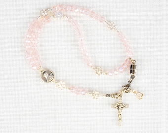 Bracelet personnalisable chapelet complet pour femmes rose réglable avec aimant