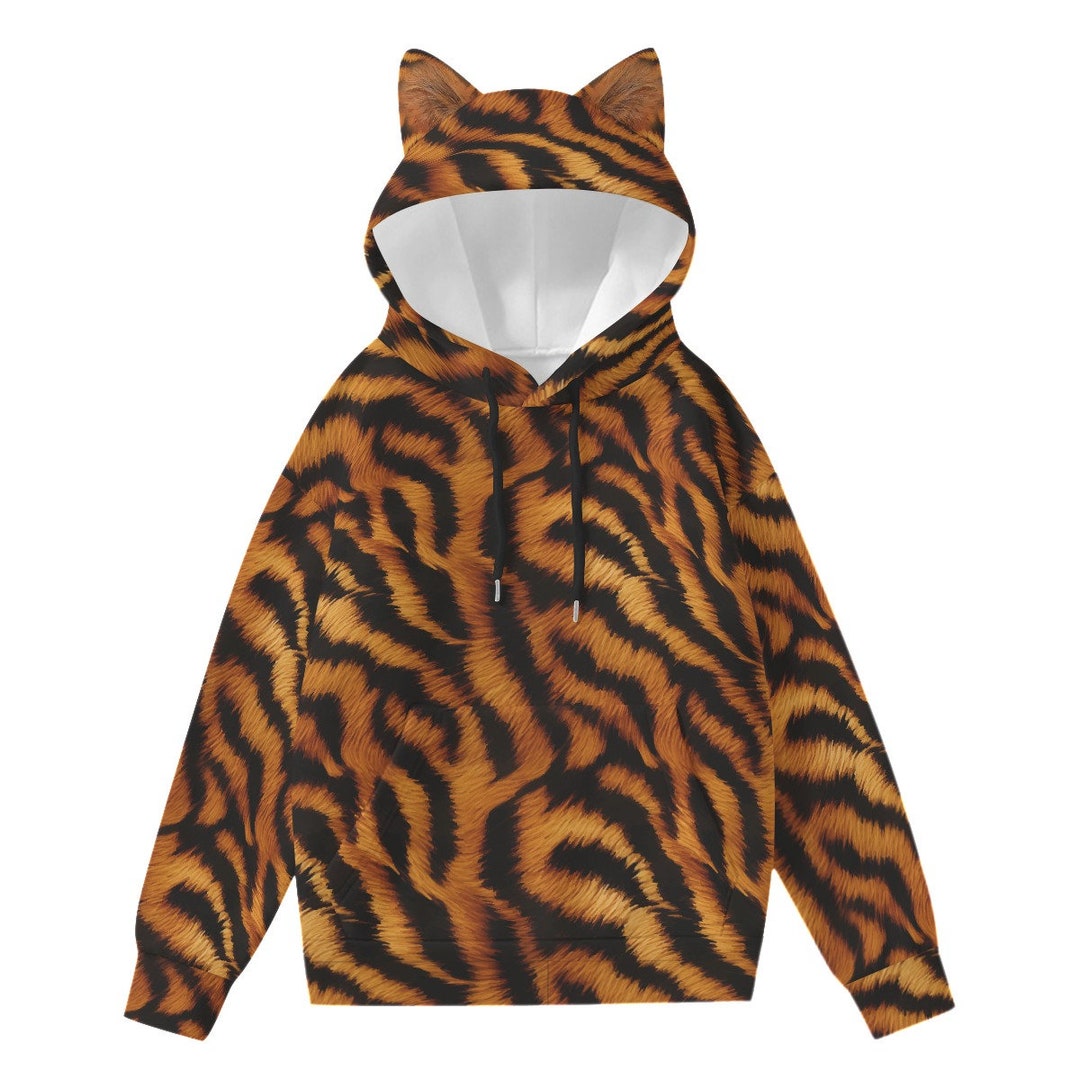 Adult's Tiger Stripe Hoodie With Ears Perfect for Casual Etsy
