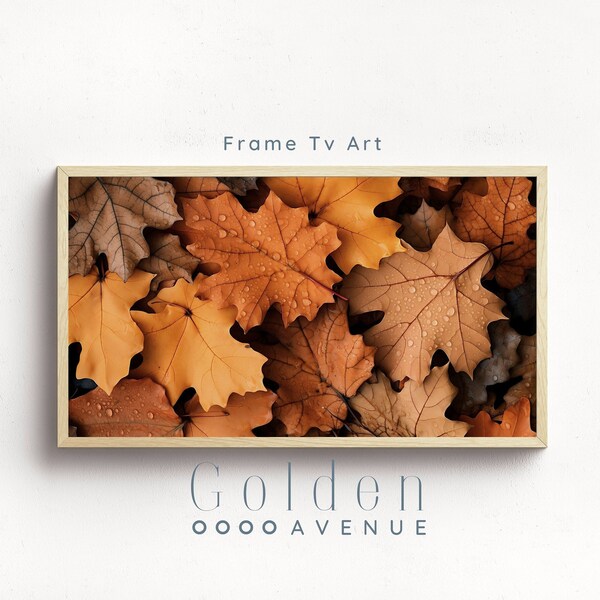 Fall Frame TV Art | Autumn Leaves Digital Download | Warm Toned Rustic Thanksgiving Television Screensaver