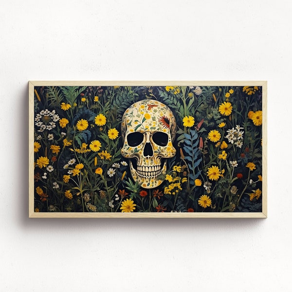 Frame TV Art Dia de los Muertos DIGITAL Download | Day of the Dead Botanical Floral Skull | Hispanic Heritage Art | Mexican Halloween Arte