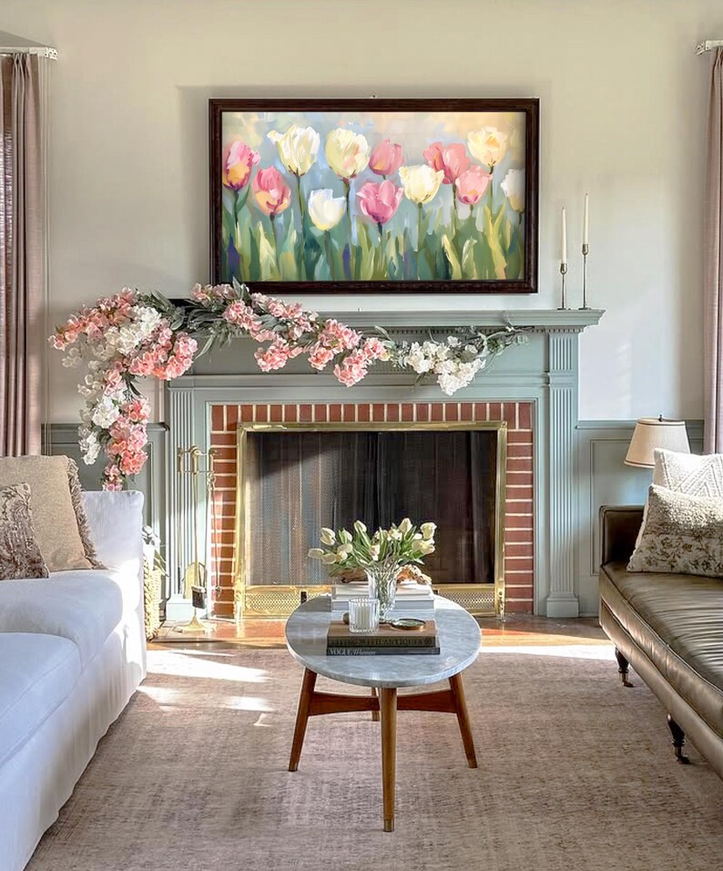 Frame Tv Spring Art Pastel Floral Digital Download Artwork Tulip Easter Background image 2
