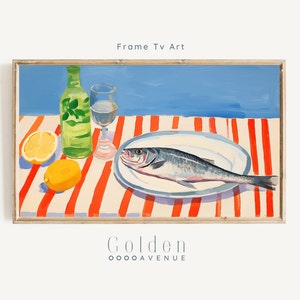Frame TV Summer Art / Colorful Mediterranean Tablescape Digital Download for TV / Still Nature Summer Frame TV Maximalist Instant Download