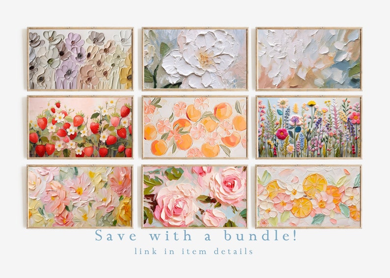 Frame TV Art for Spring Pink Abstract Floral Painting Digital Download Modern Art Roses for Tv Instant Download image 6
