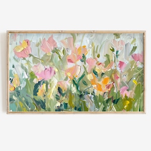 Frame Tv Spring Art Abstract Flower Painting Colorful Floral Digital Download Pastel Textured Wildflower Background