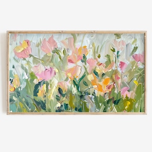 Frame TV Spring Art | Abstract Flower Painting | Colorful Floral Digital Download for Tv | Pastel Textured Wildflower Tv Art