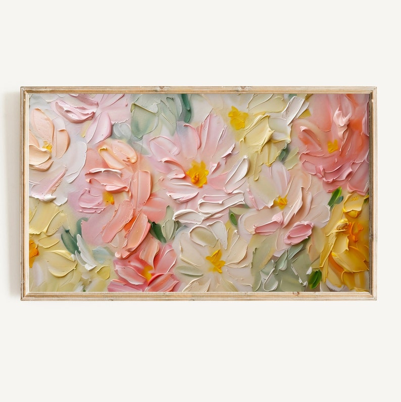 Frame Tv Colorful Spring Art Set of 9 | Textured Art for Frame TV Digital Download Bundle | Pastel Floral & Citrus Abstract Tv Art image 15