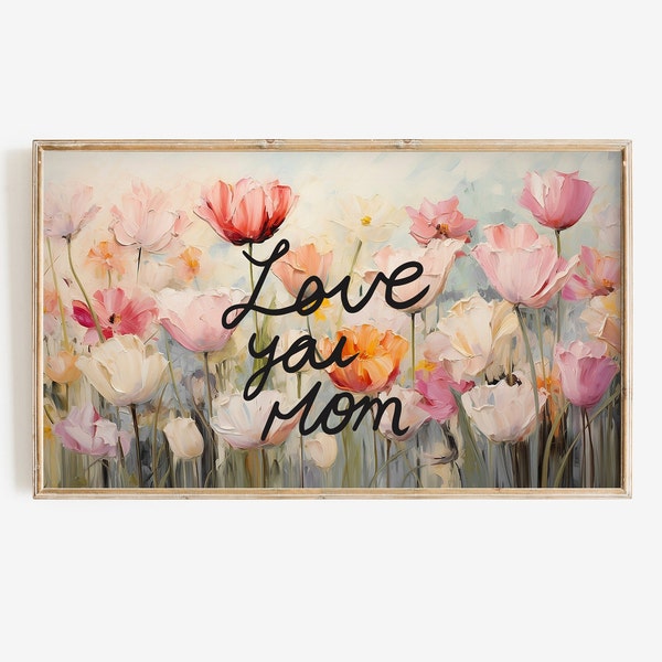 Frame Tv Mother's Day Art | Floral Happy Mother's Day Digital Download | Soft Tulip Frame Tv Mom Art