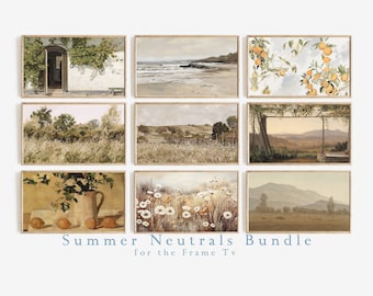 Frame Tv Art Set of 9 | Neutral Toned Summer Frame Tv Vintage Art Discounted Bundle | Landscape Paintings | Tv Digital Download